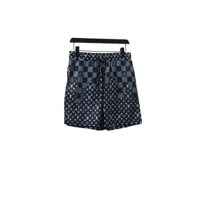 Louis Vuitton Checkerboard Jacquard Panel Beach Shorts Black 01