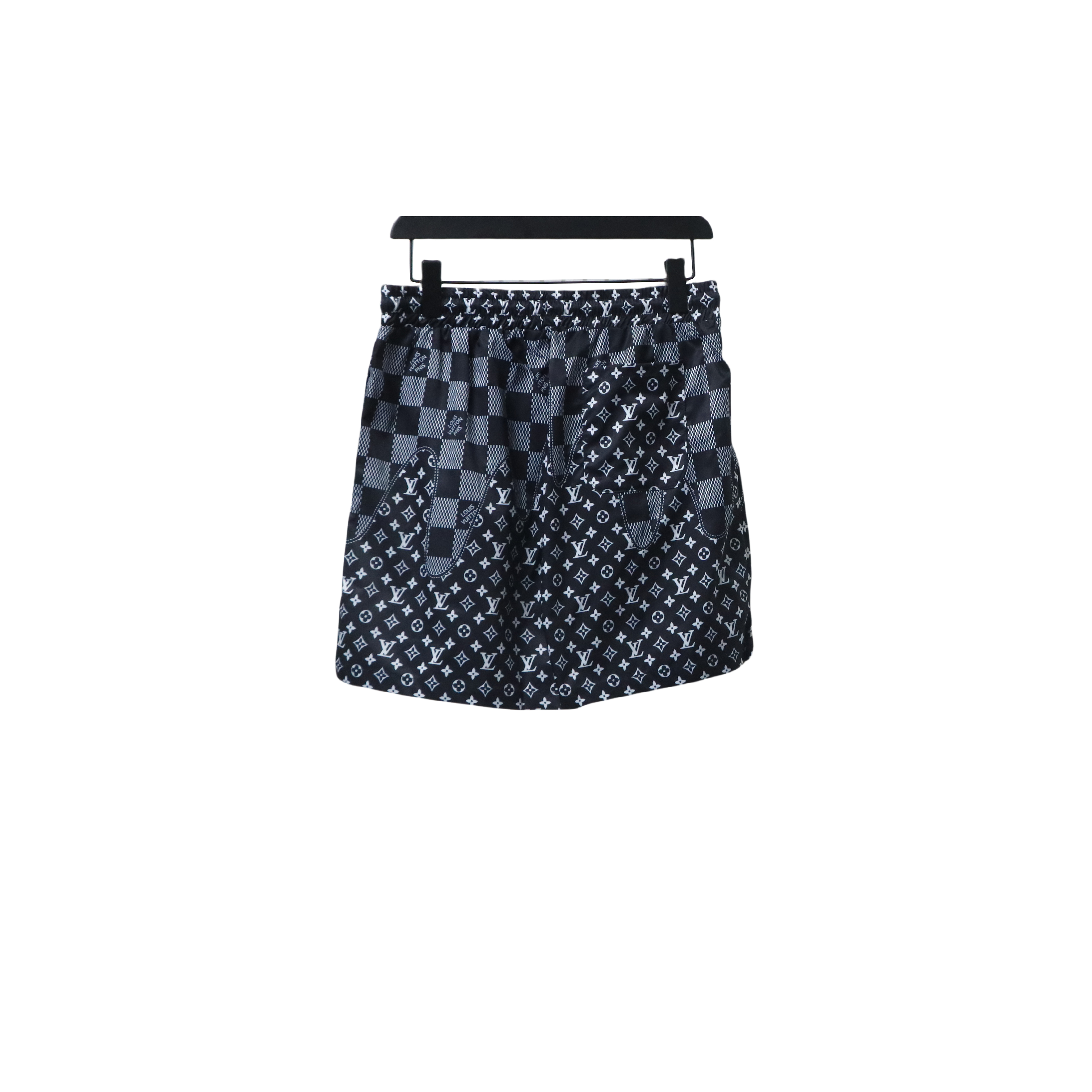 Louis Vuitton Checkerboard Jacquard Panel Beach Shorts Black