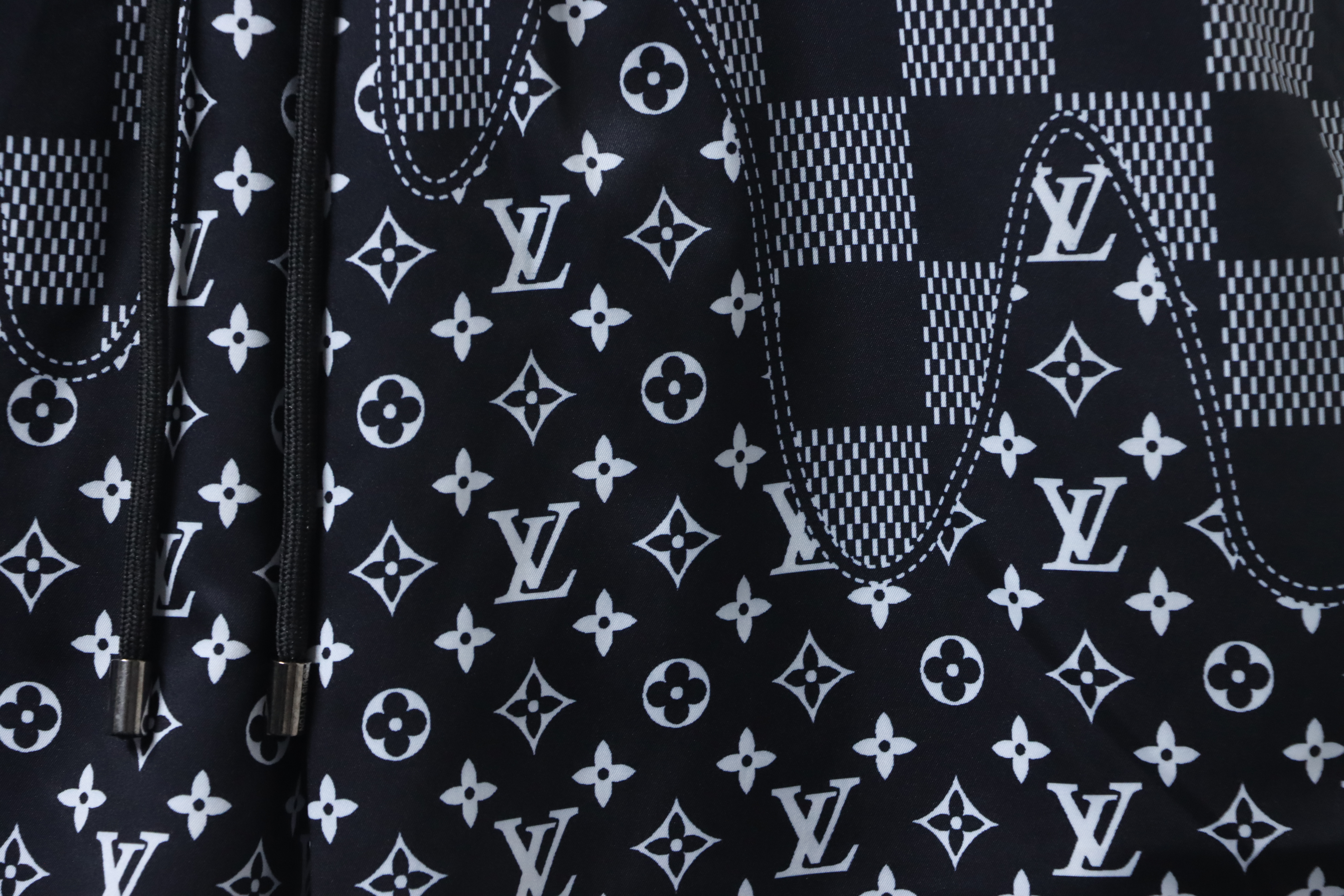 Louis Vuitton Checkerboard Jacquard Panel Beach Shorts Black