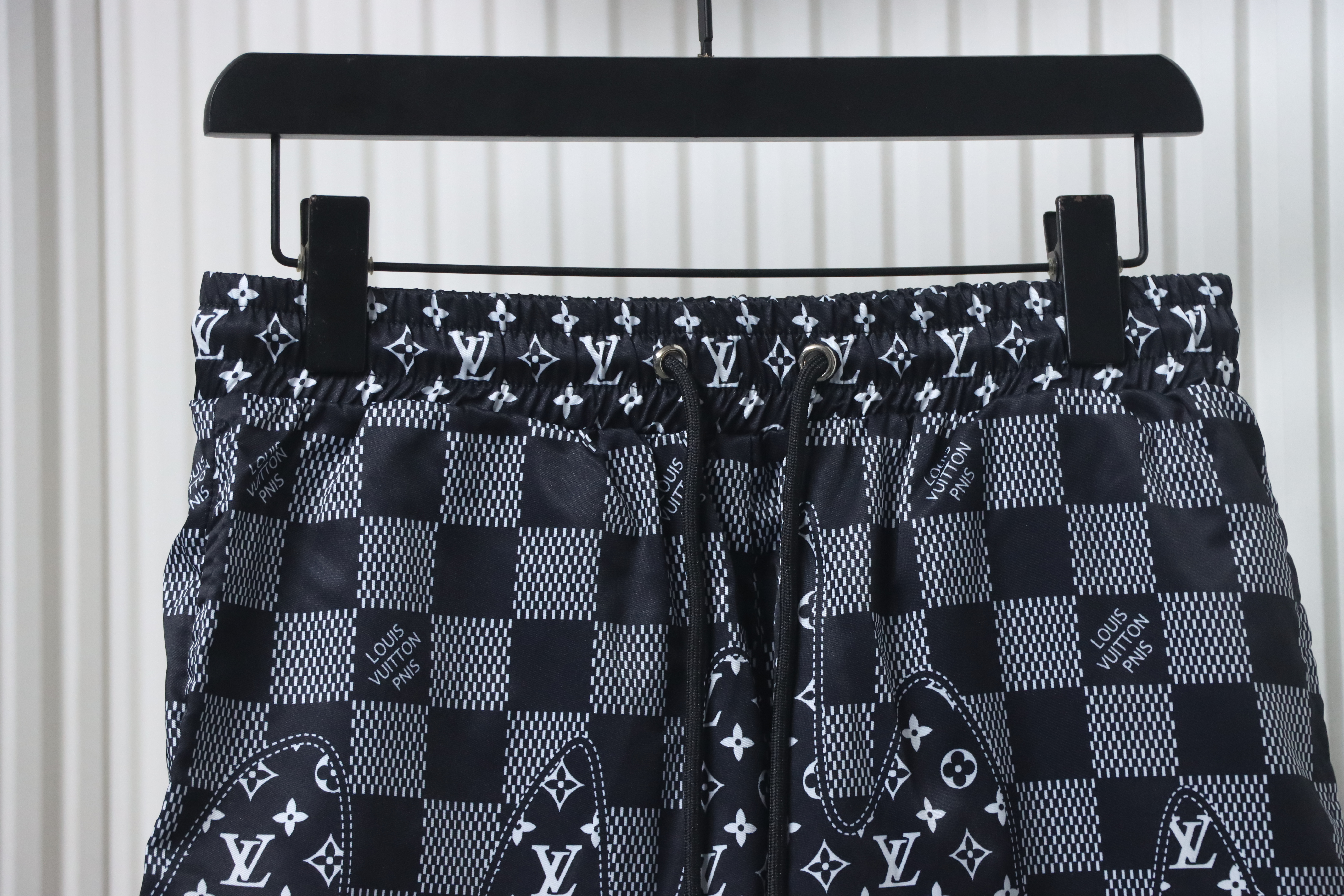 Louis Vuitton Checkerboard Jacquard Panel Beach Shorts Black