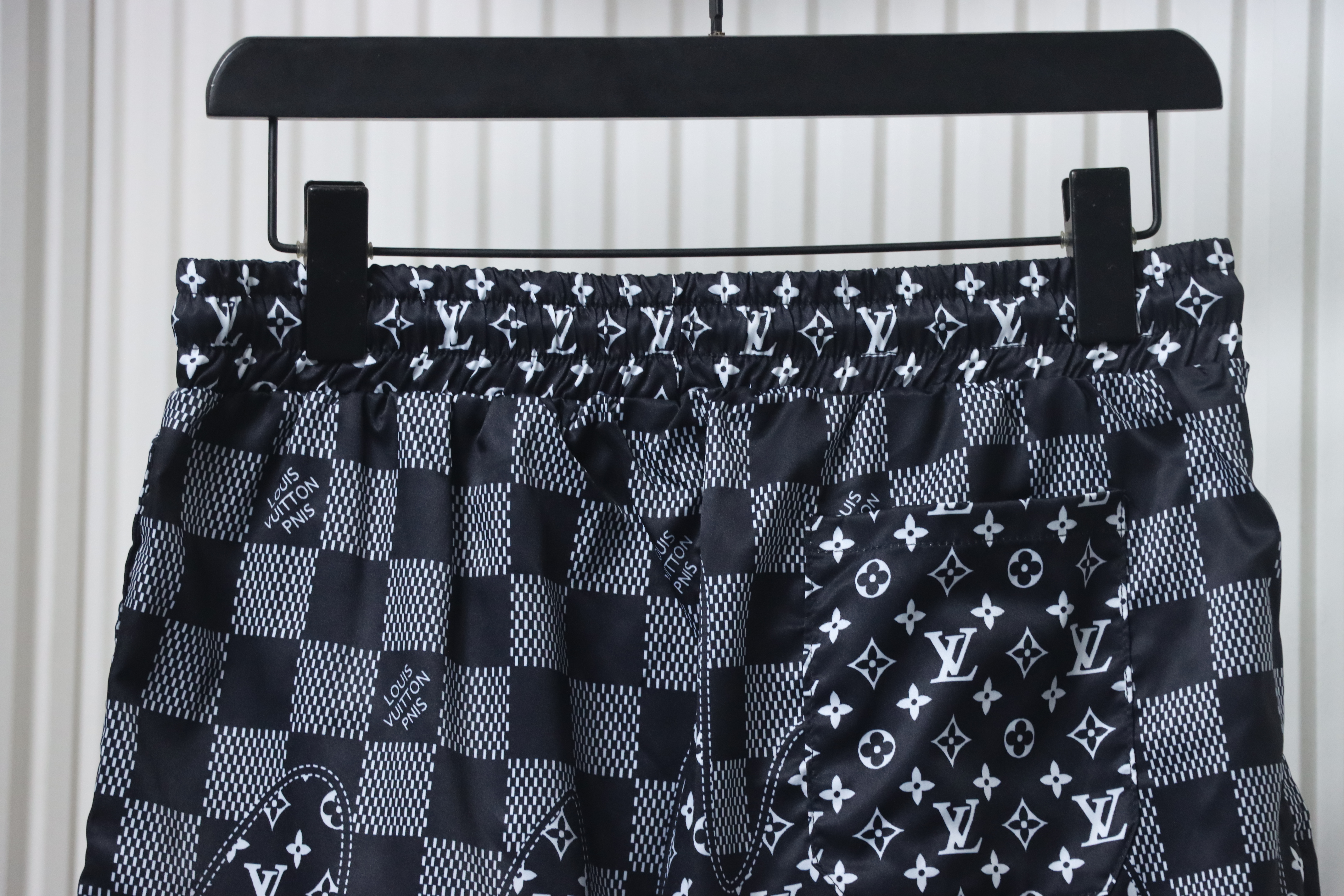 Louis Vuitton Checkerboard Jacquard Panel Beach Shorts Black