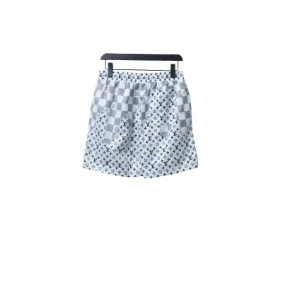 Louis Vuitton Checkerboard Jacquard Panel Beach Shorts White 02