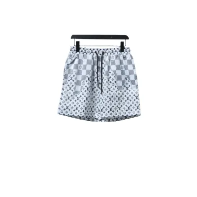 Louis Vuitton Checkerboard Jacquard Panel Beach Shorts White 01