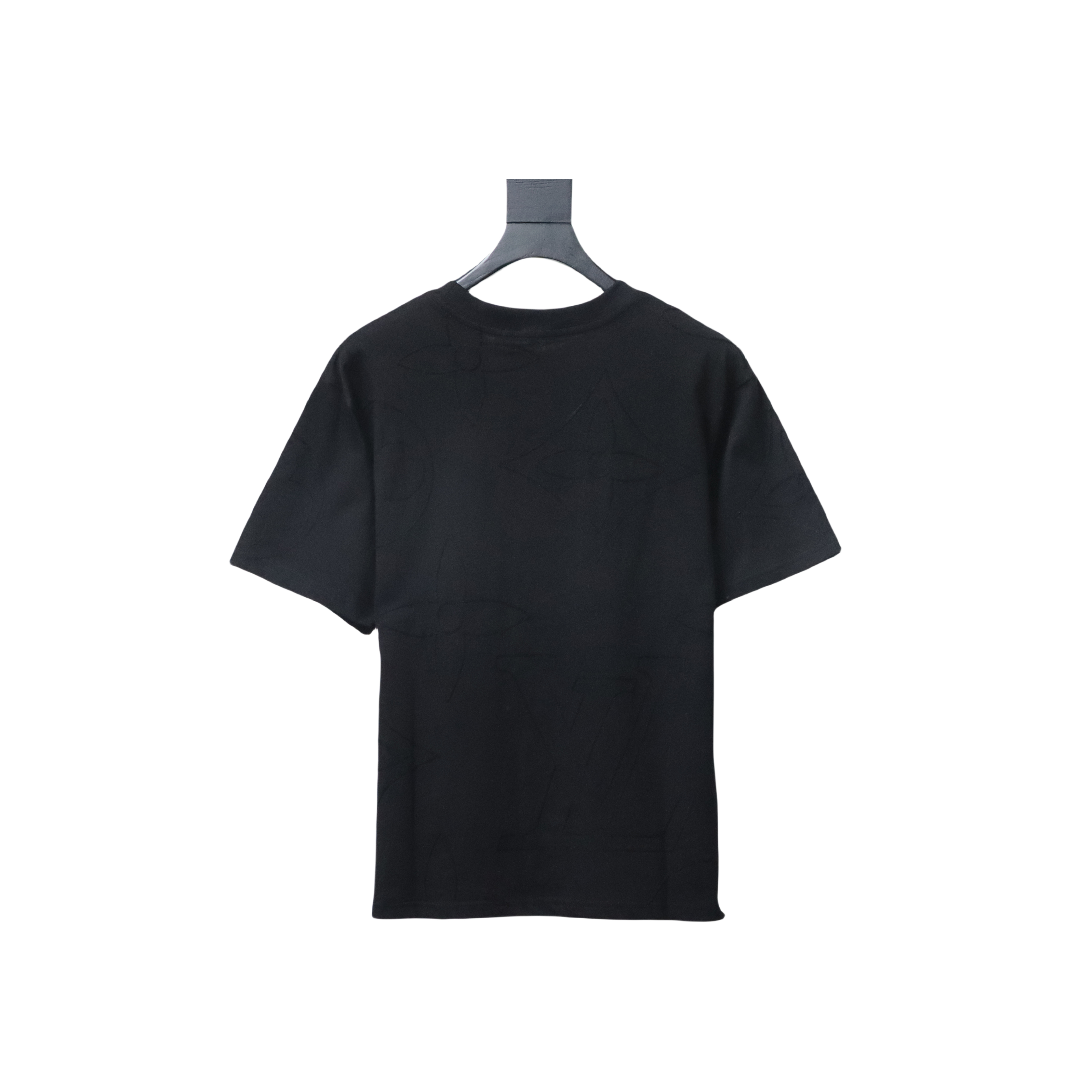 Louis Vuitton Dark Pattern Monogram Embroidered Logo Short-Sleeved T-shirt Cotton Crewneck Black