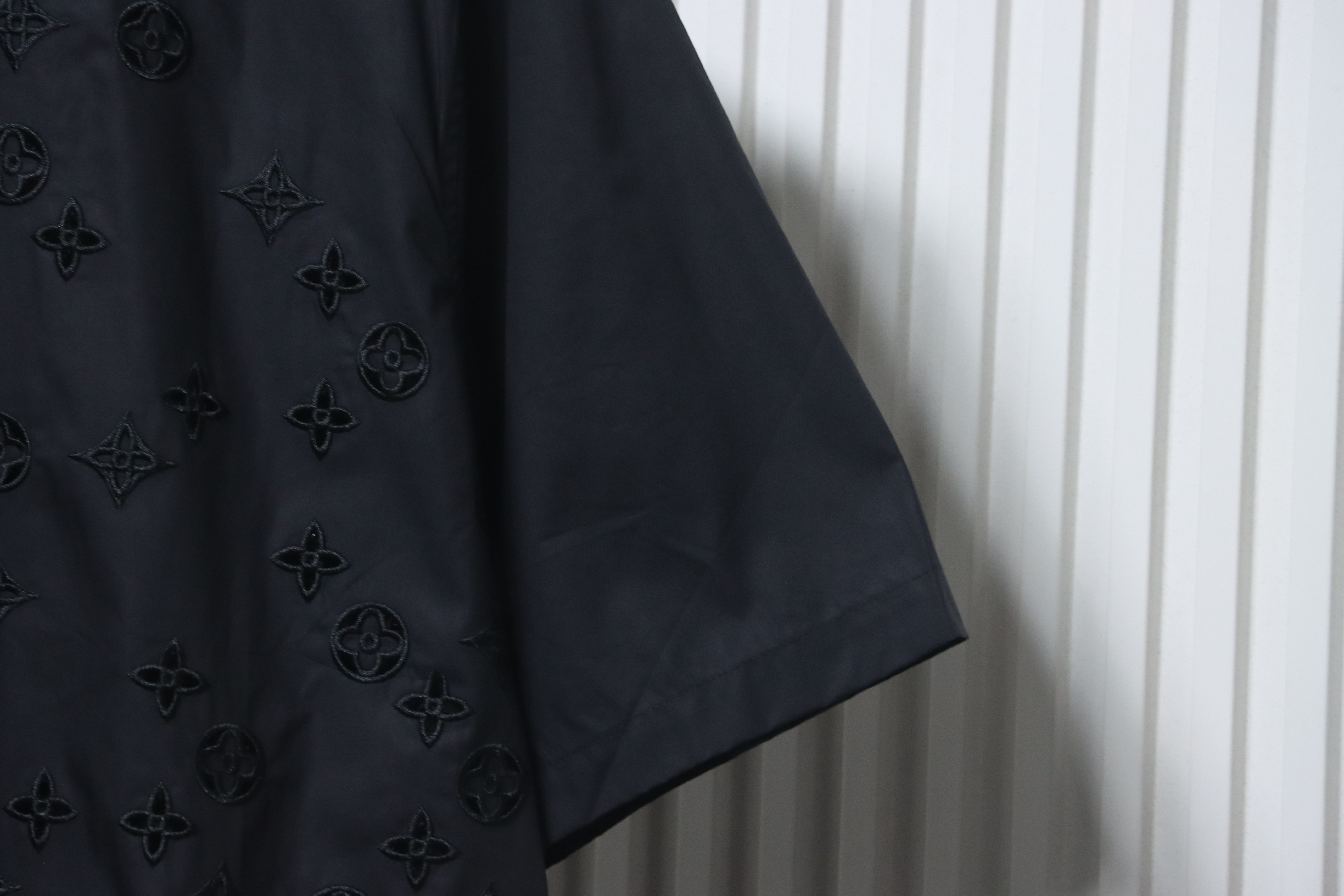 Louis Vuitton Monogram Flowers Embroidered Short-Sleeved Shirt Black