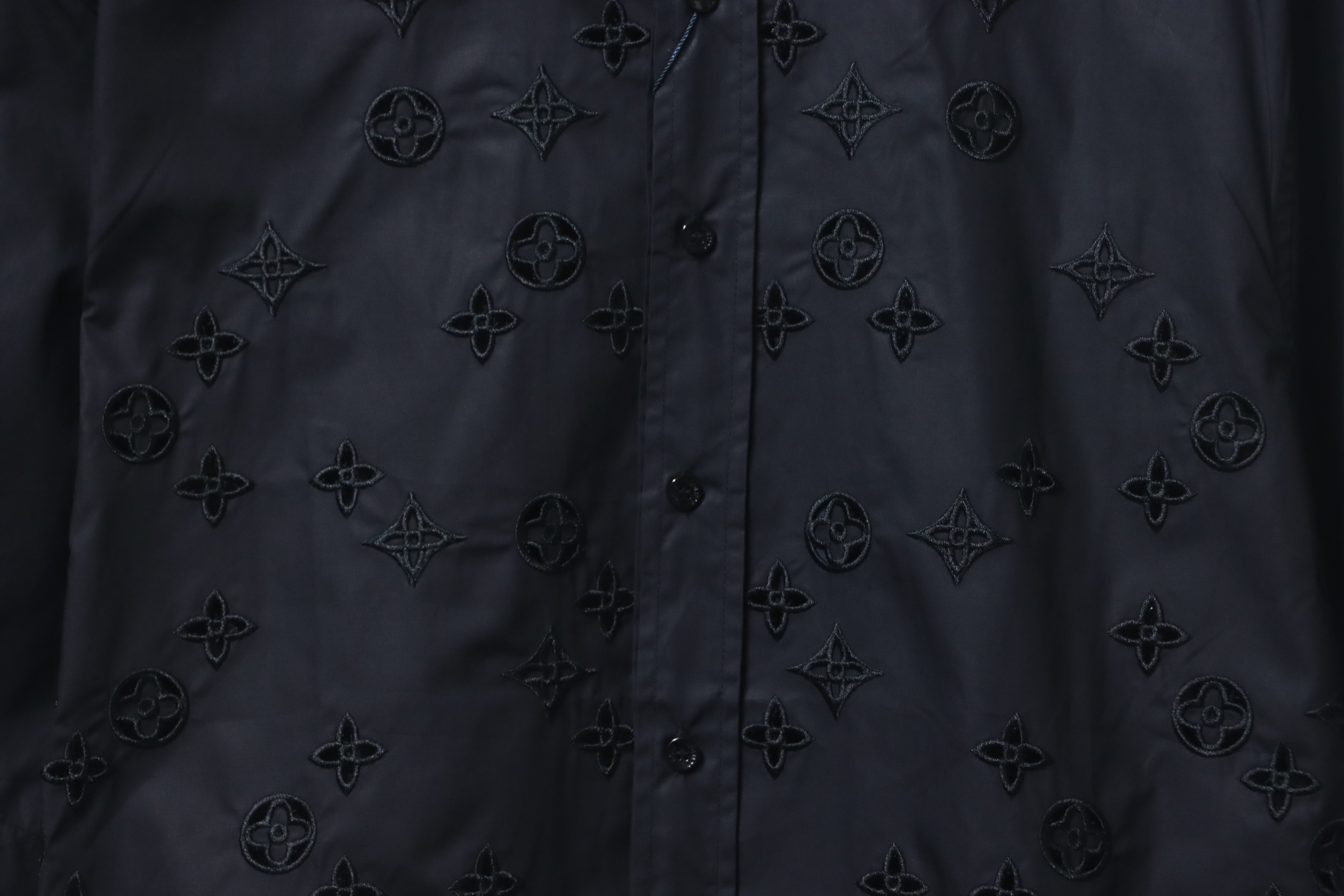 Louis Vuitton Monogram Flowers Embroidered Short-Sleeved Shirt Black