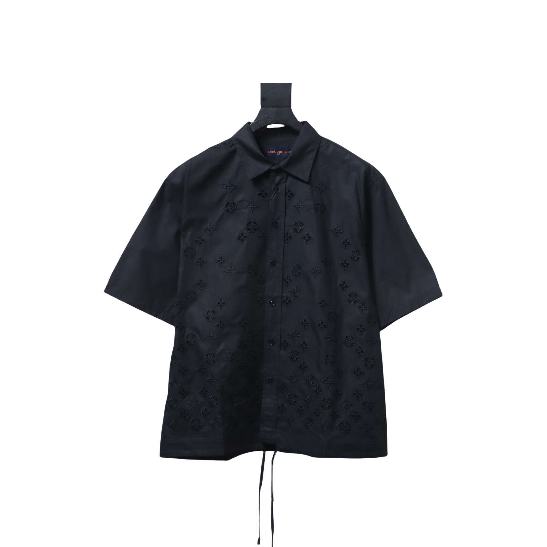 Louis Vuitton Monogram Flowers Embroidered Short-Sleeved Shirt Black