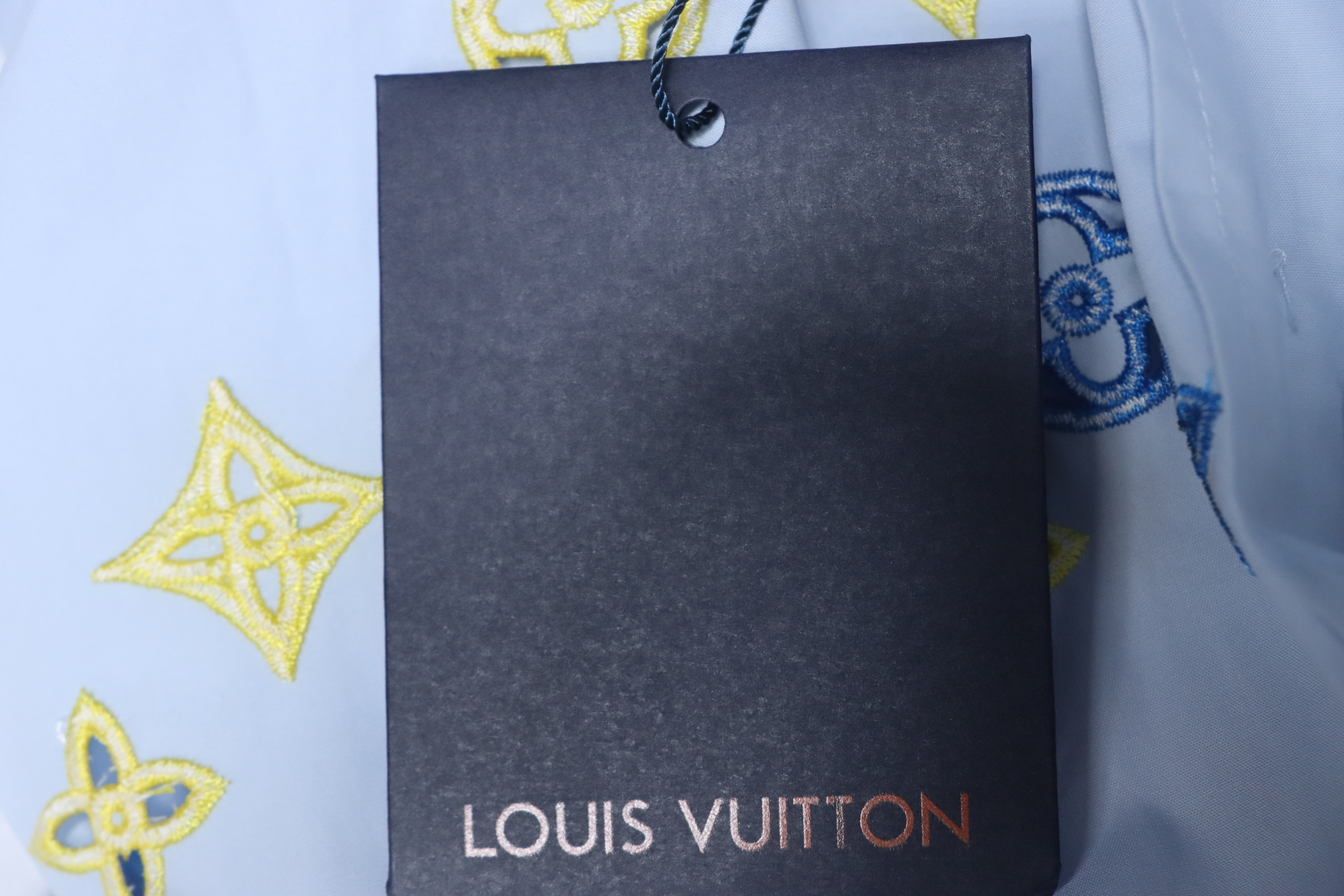 Louis Vuitton Monogram Flowers Embroidered Short-Sleeved Shirt Sky Blue