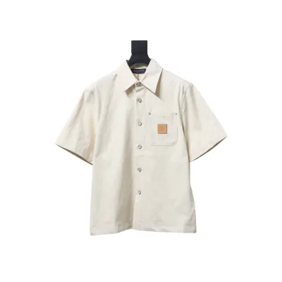 Louis Vuitton Pocket Leather Label Denim Short-Sleeved Shirt 01