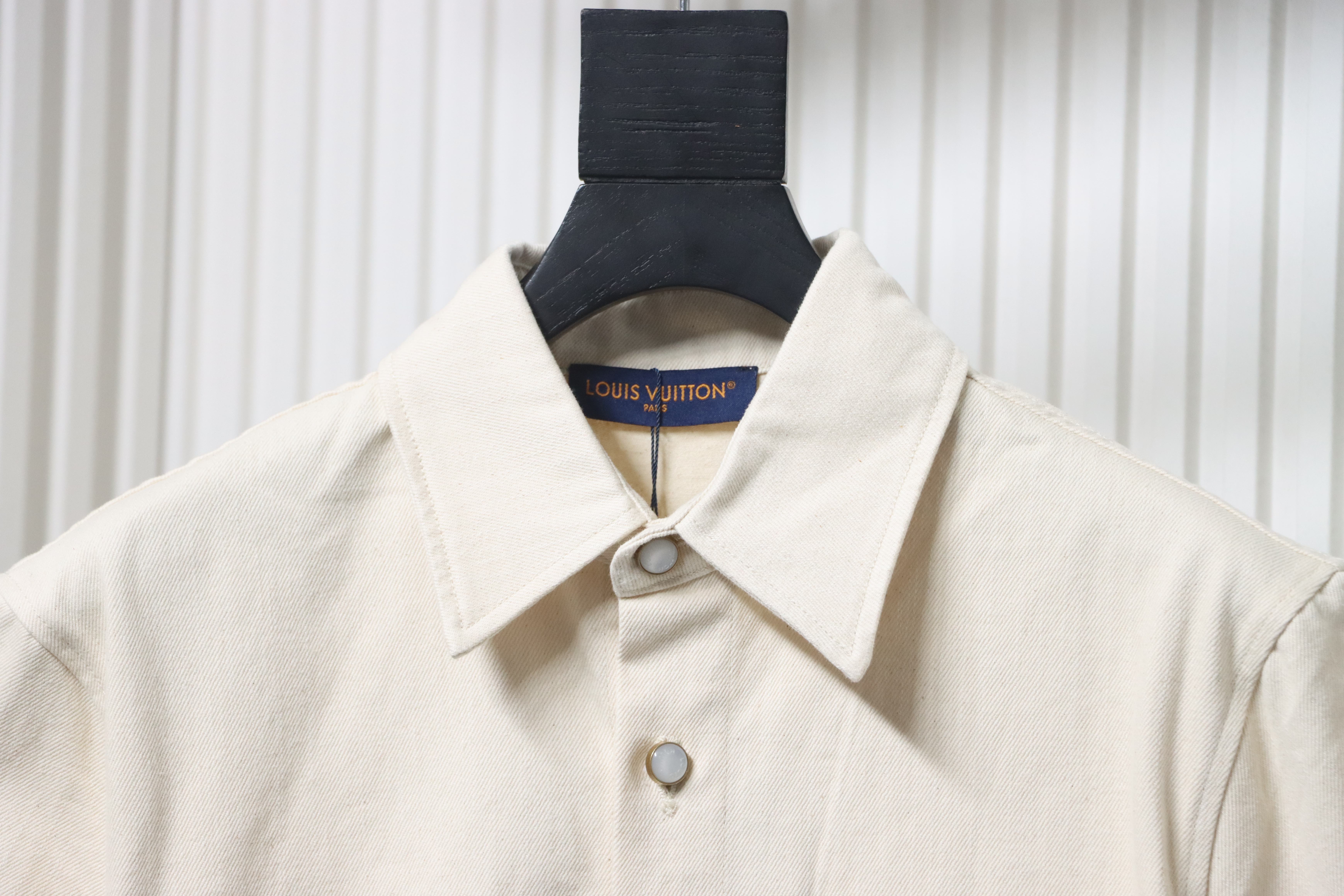 Louis Vuitton Pocket Leather Label Denim Short-Sleeved Shirt