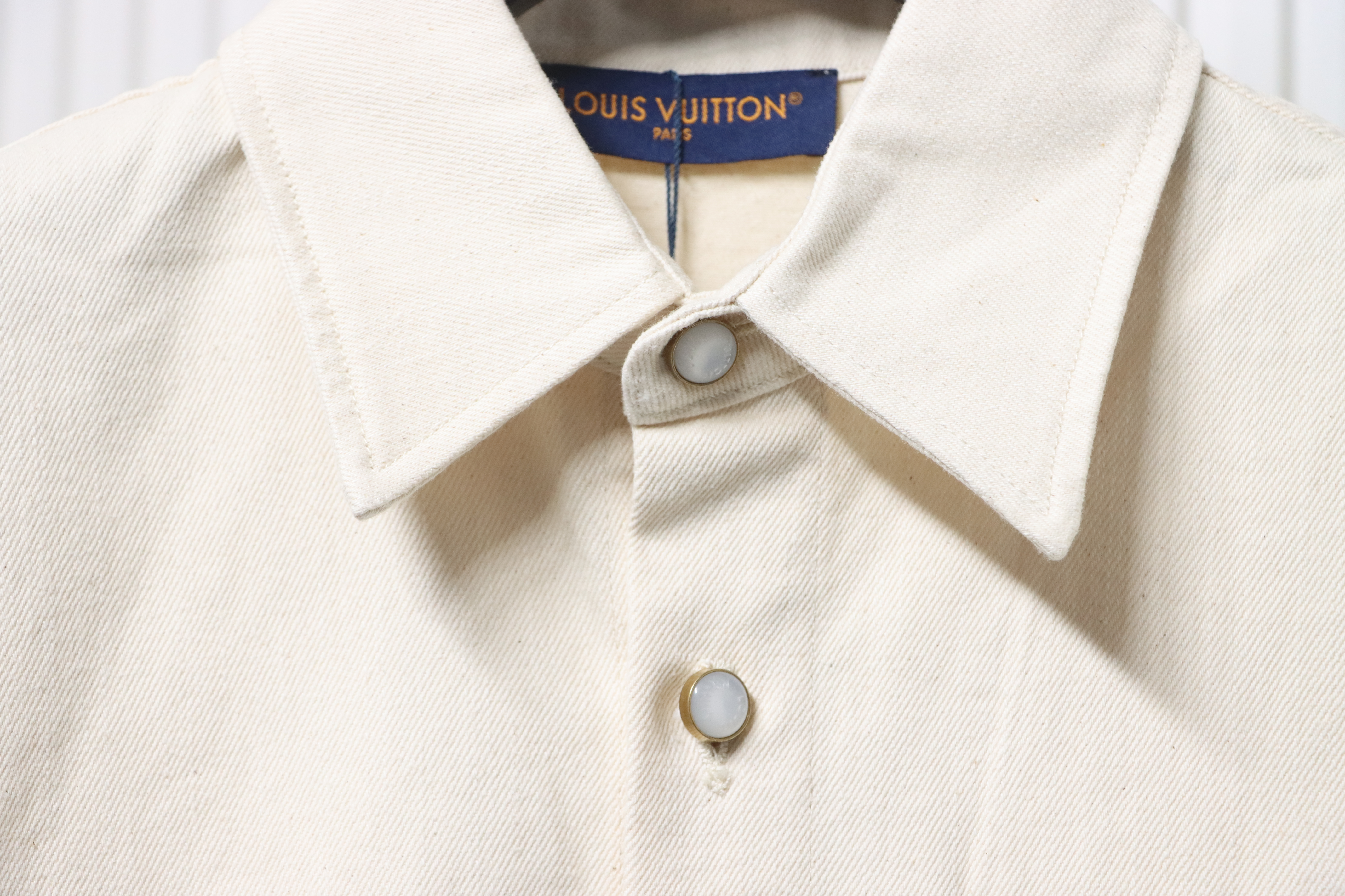 Louis Vuitton Pocket Leather Label Denim Short-Sleeved Shirt