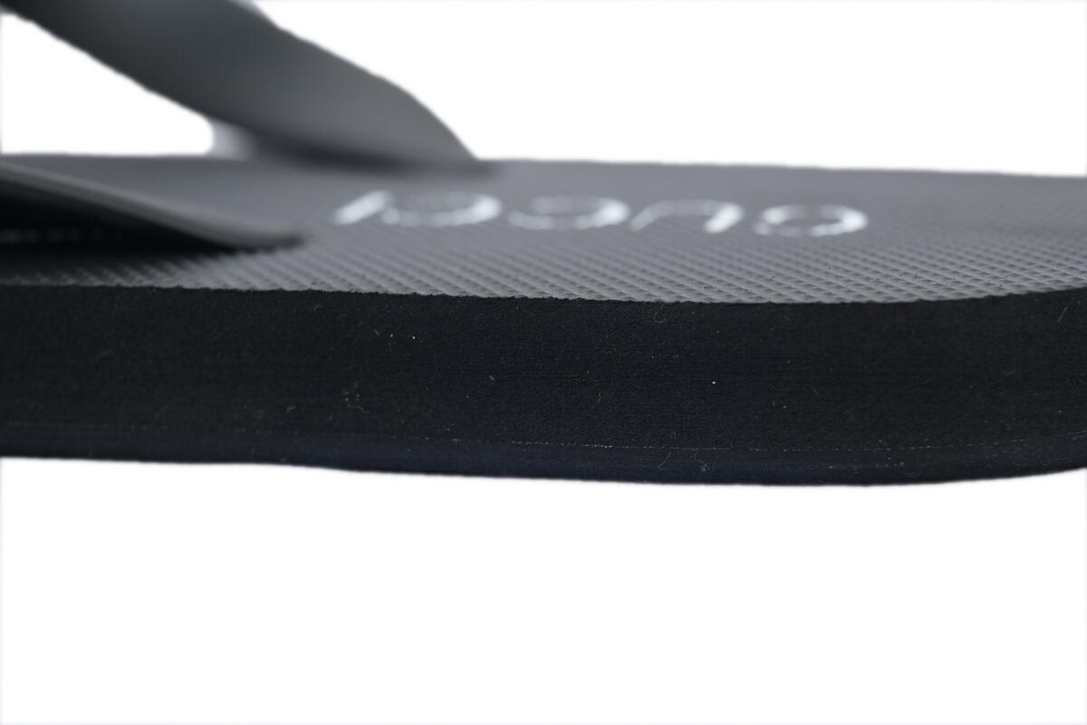 Gucci Flip Flops Blue Bottom Flower All Black