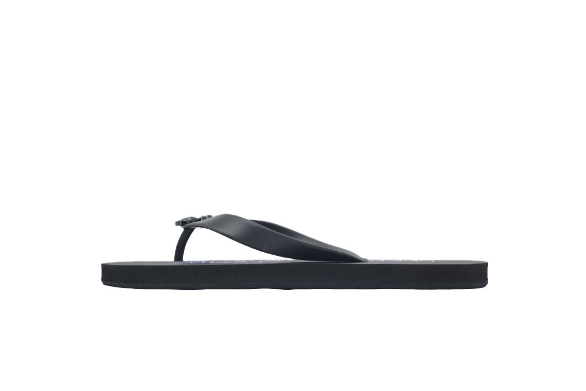 Gucci Flip Flops Blue Bottom Flower All Black