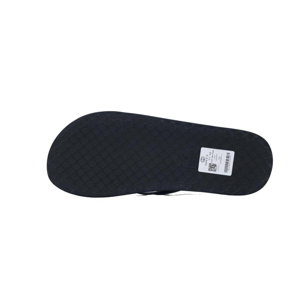 Gucci Flip Flops Blue Bottom Flower All Black