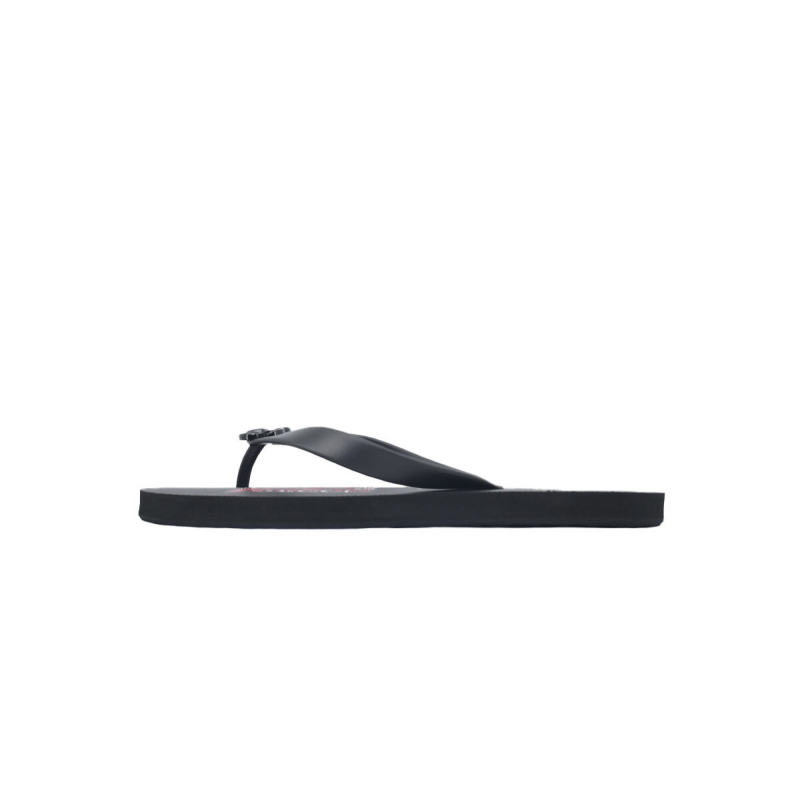 Gucci Flip Flops Red Bottom Flower Black