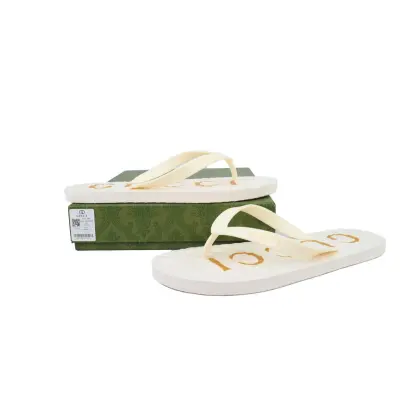 Gucci Flip Flops Logo Bottom Beige 01