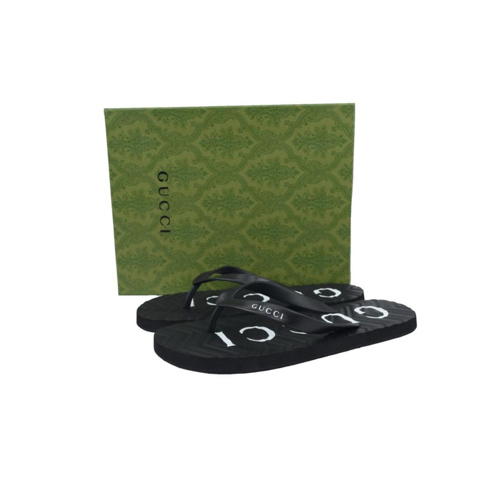 Gucci Flip Flops Logo Bottom Black