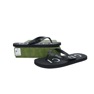 Gucci Flip Flops Logo Bottom Black 01