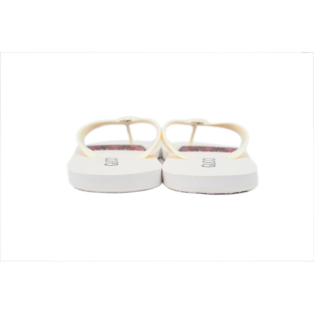 Gucci Flip Flops Red Bottom Flower Rice White