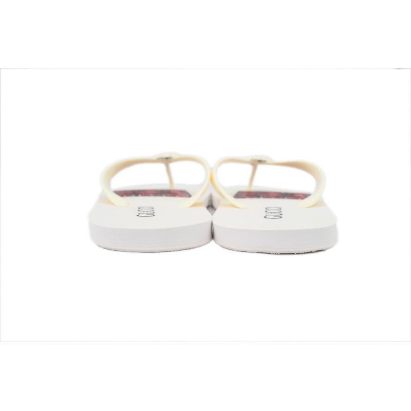 Gucci Flip Flops Red Bottom Flower Rice White