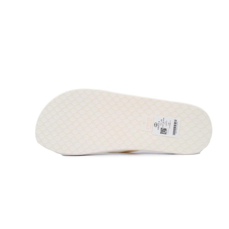 Gucci Flip Flops Red Bottom Flower Rice White