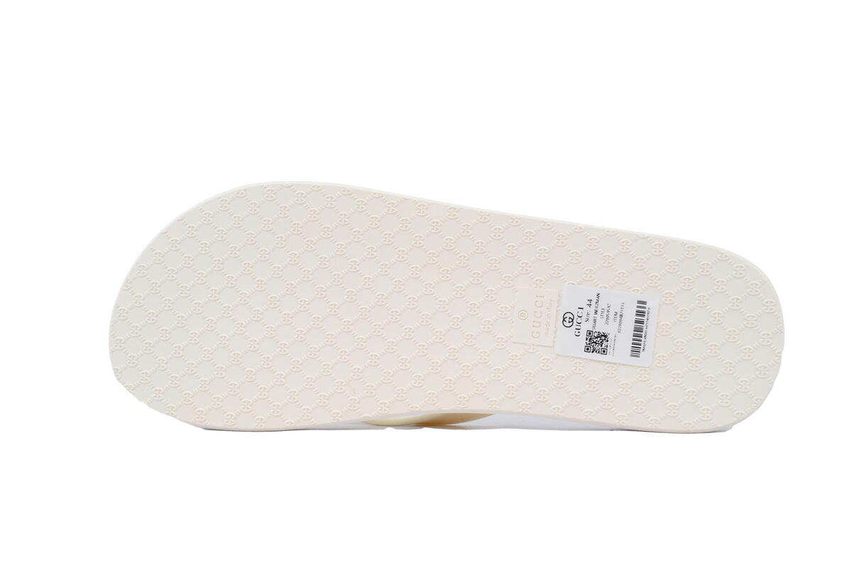 Gucci Slippers Double G Black Patterned Logo Insole All White