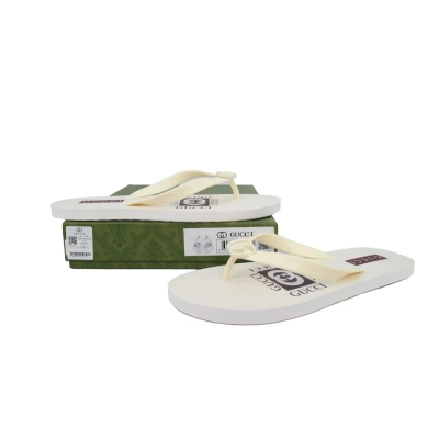 Gucci Slippers Double G Black Patterned Logo Insole All White 01