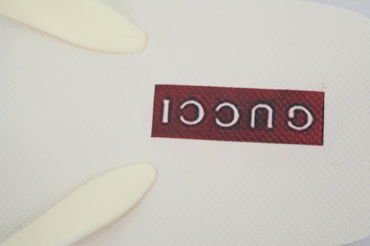Gucci Slippers Double G Black Patterned Logo Insole All White