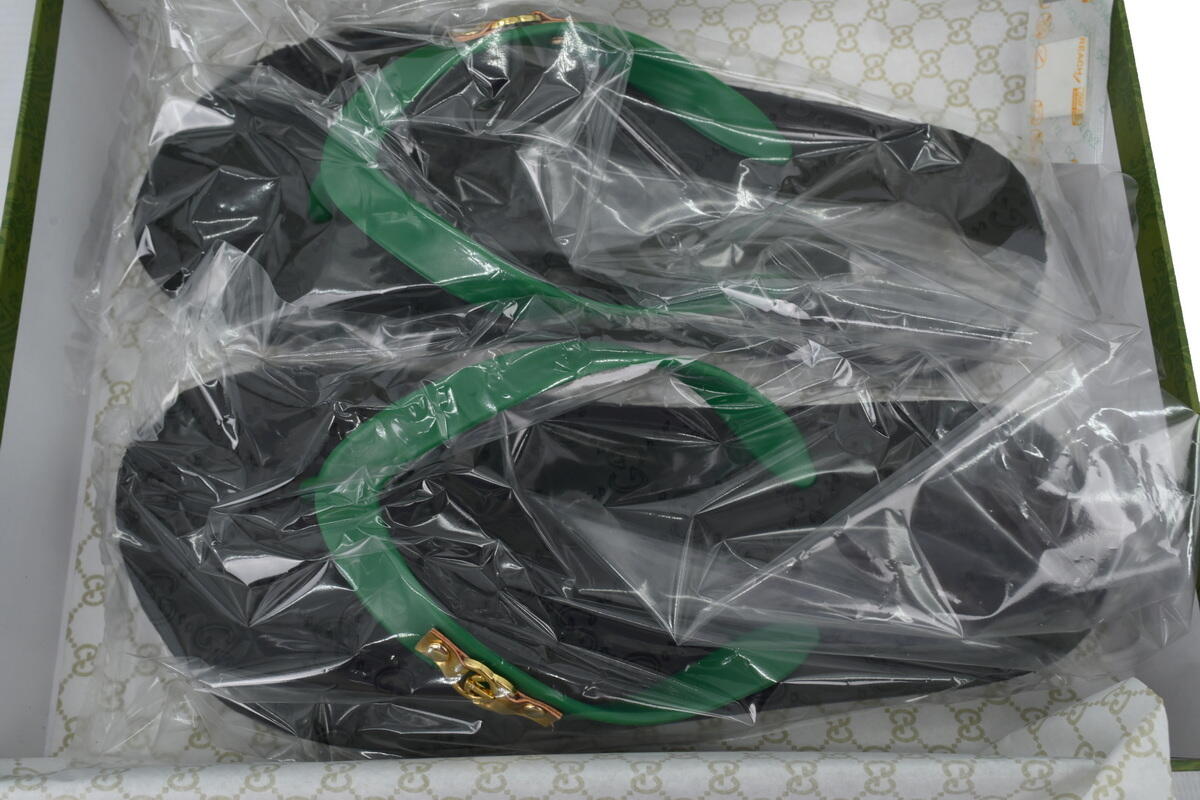 Gucci Slippers Double G Black Green