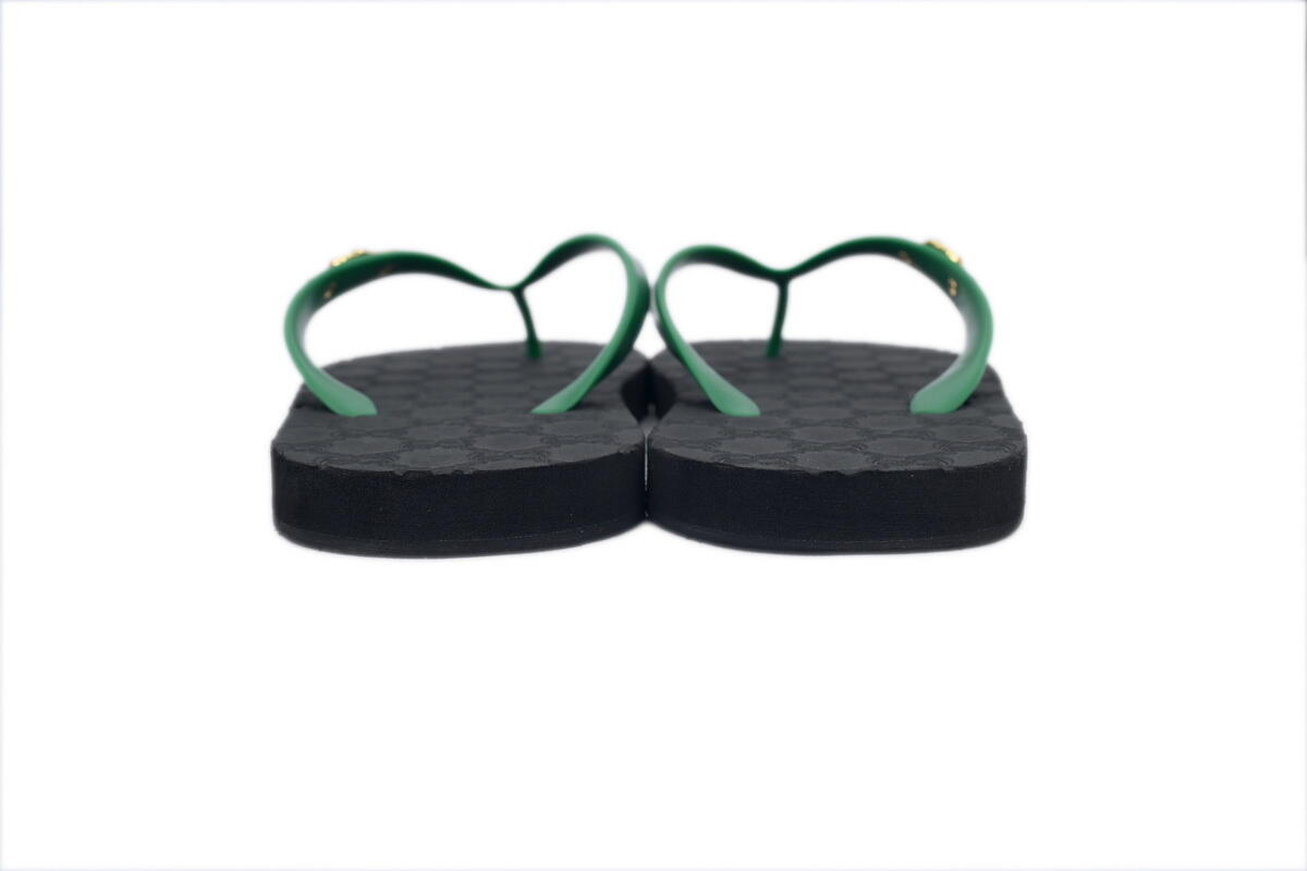Gucci Slippers Double G Black Green
