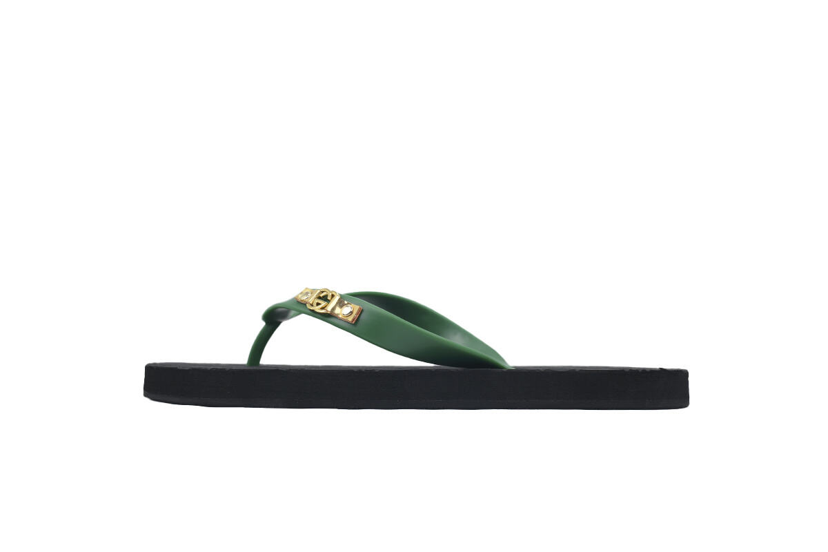 Gucci Slippers Double G Black Green