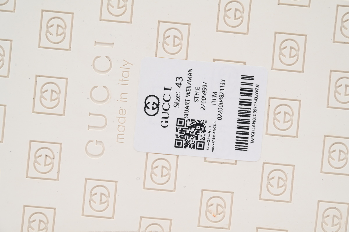 Gucci Slippers Gold Printed Rice White