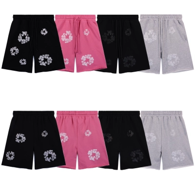 Denim Tears Glitter Patch Floral Print Short Summer Coordinated Set DT2671#8659 Black/Grey/Pink/Black Silver 02