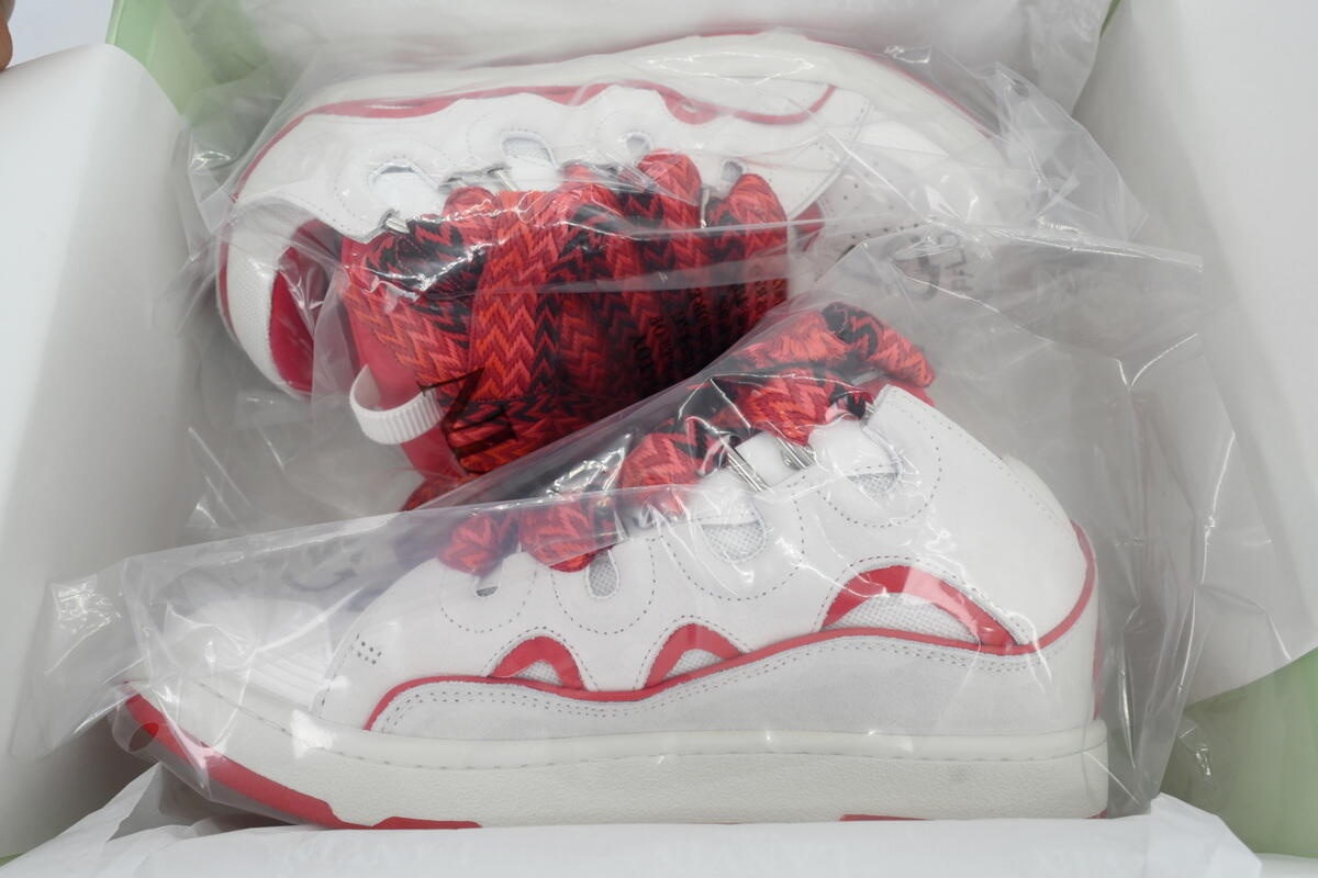Lanvin Curb Sneakers White Red