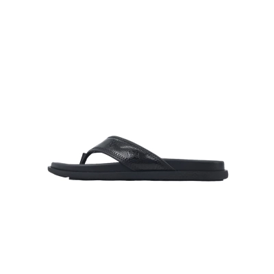 Louis Vuitton Flip Flop Sandal  LV Lettermark Logo Jet Black Leather 01