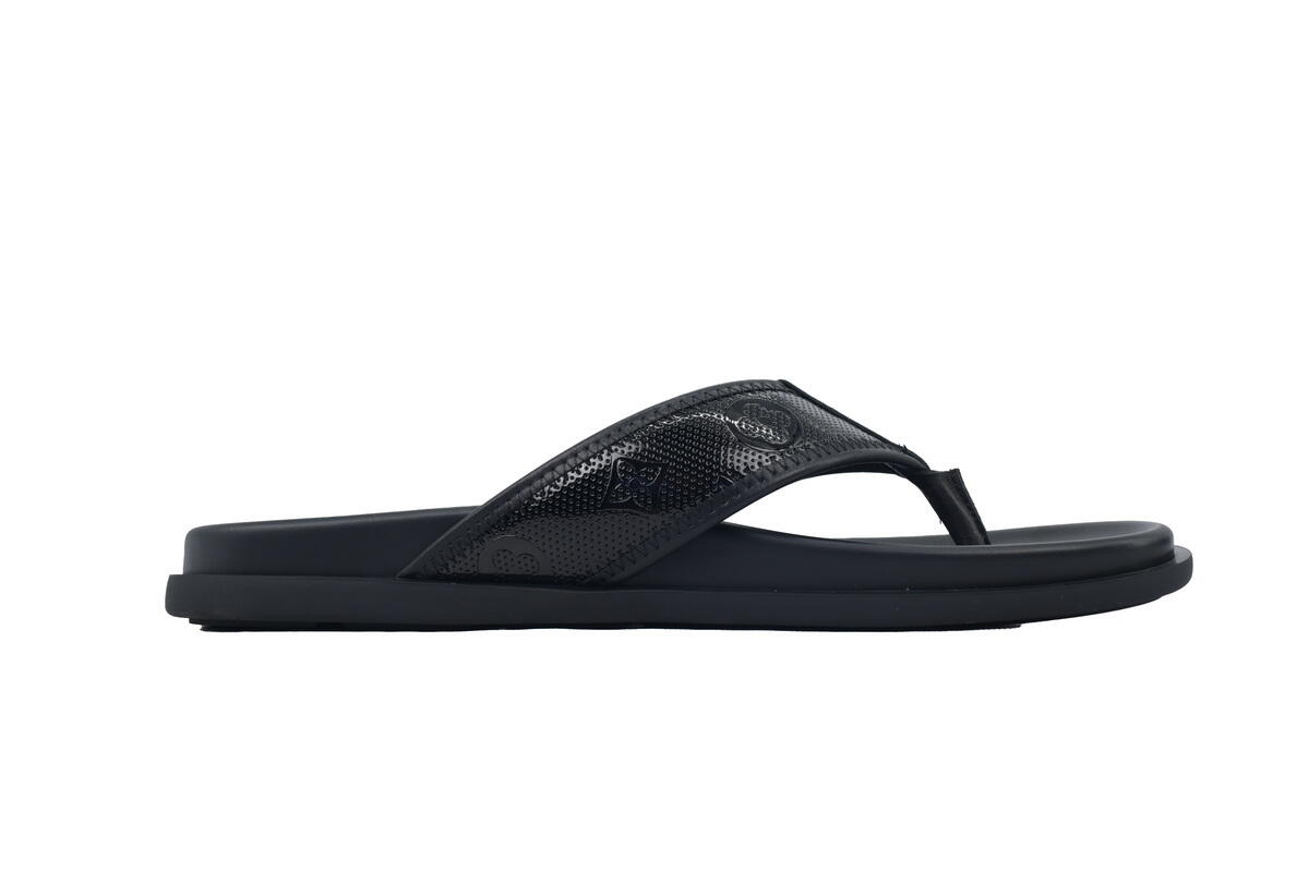 Louis Vuitton Flip Flop Sandal  LV Lettermark Logo Jet Black Leather