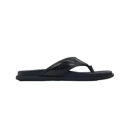 Louis Vuitton Flip Flop Sandal  LV Lettermark Logo Jet Black Leather 02