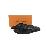 Louis Vuitton Flip Flop Sandal  LV Lettermark Logo Jet Black Leather