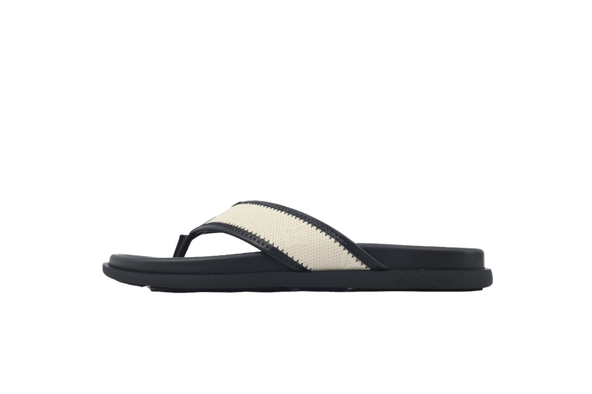 Louis Vuitton Flip Flop Sandal Black And Beige