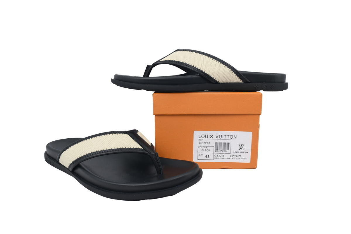 Louis Vuitton Flip Flop Sandal Black And Beige