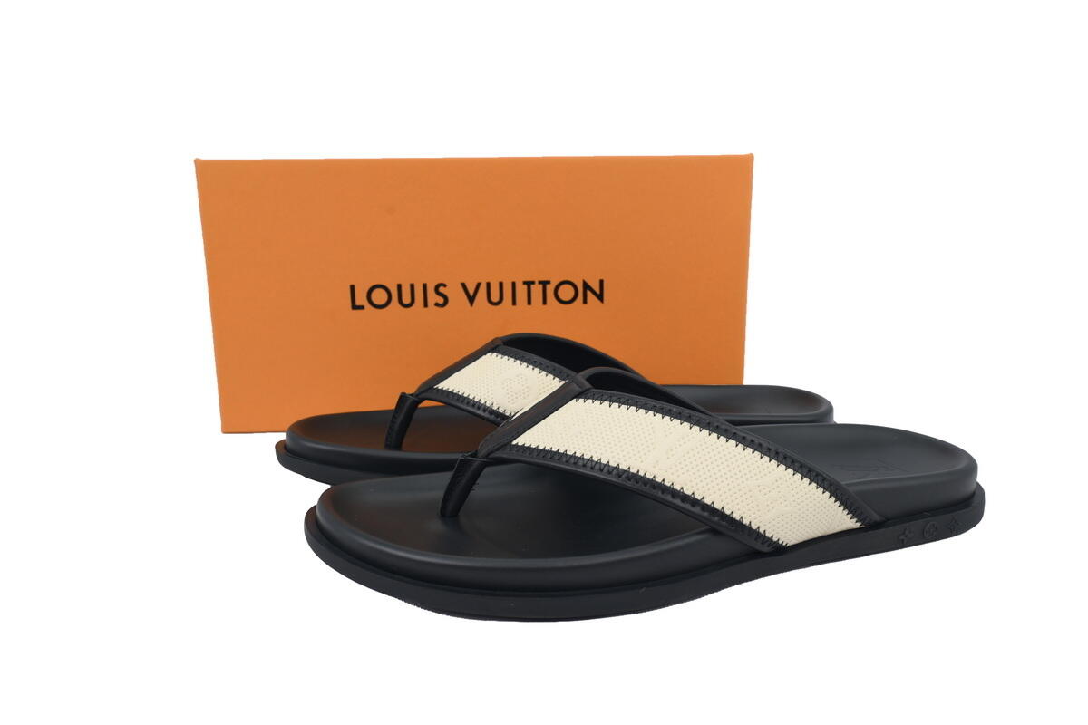 Louis Vuitton Flip Flop Sandal Black And Beige