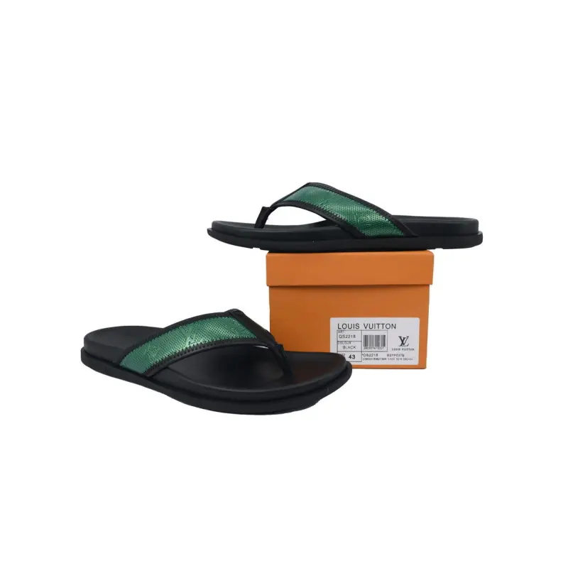 Louis Vuitton Flip Flop Sandal Black And Green