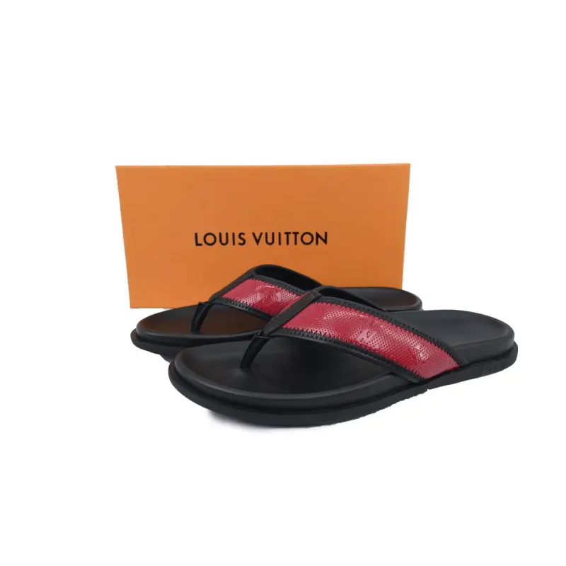 Louis Vuitton Flip Flop Sandal Black And Red