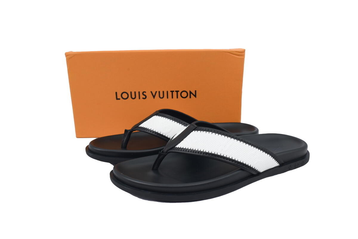 Louis Vuitton Flip Flop Sandal Black And White