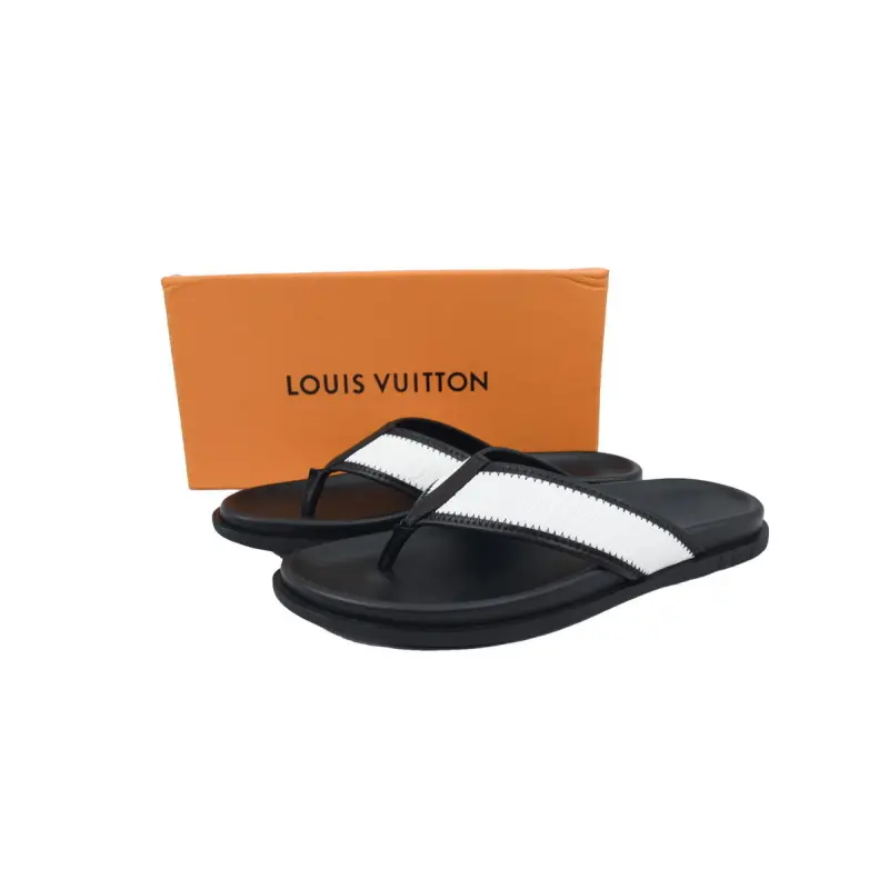 Louis Vuitton Flip Flop Sandal Black And White