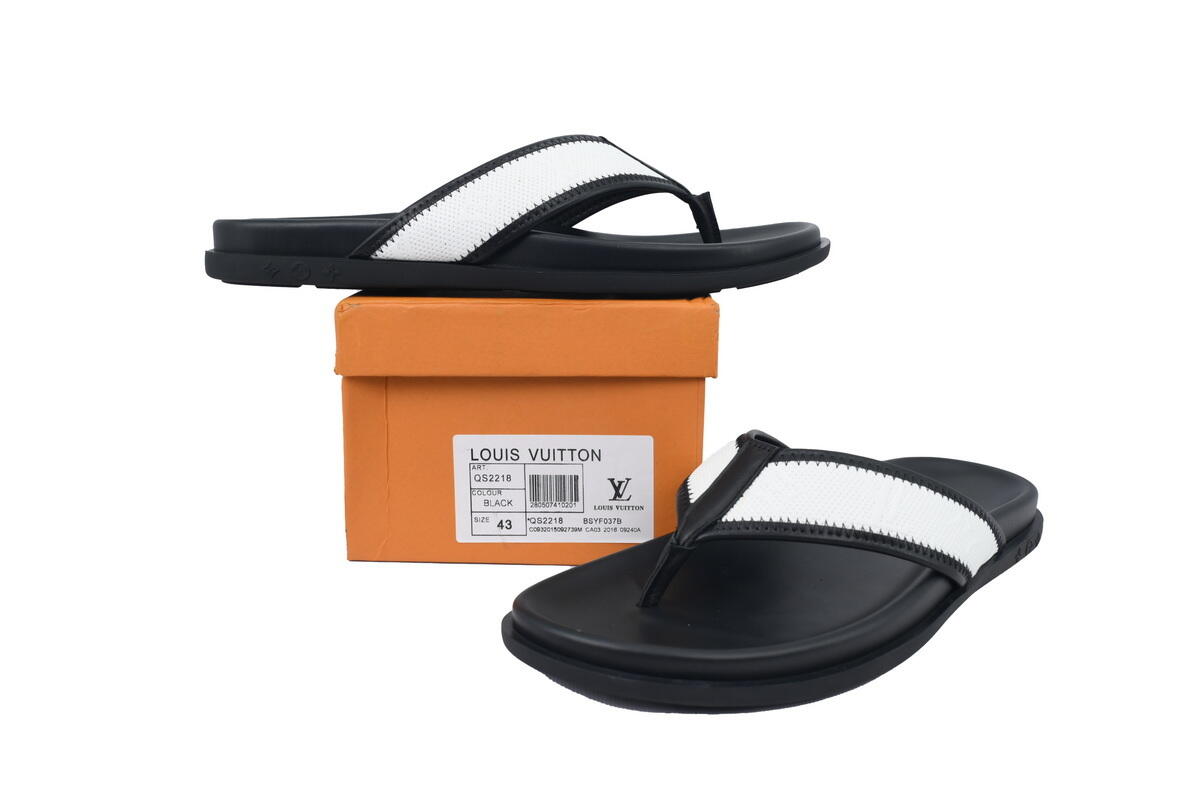Louis Vuitton Flip Flop Sandal Black And White