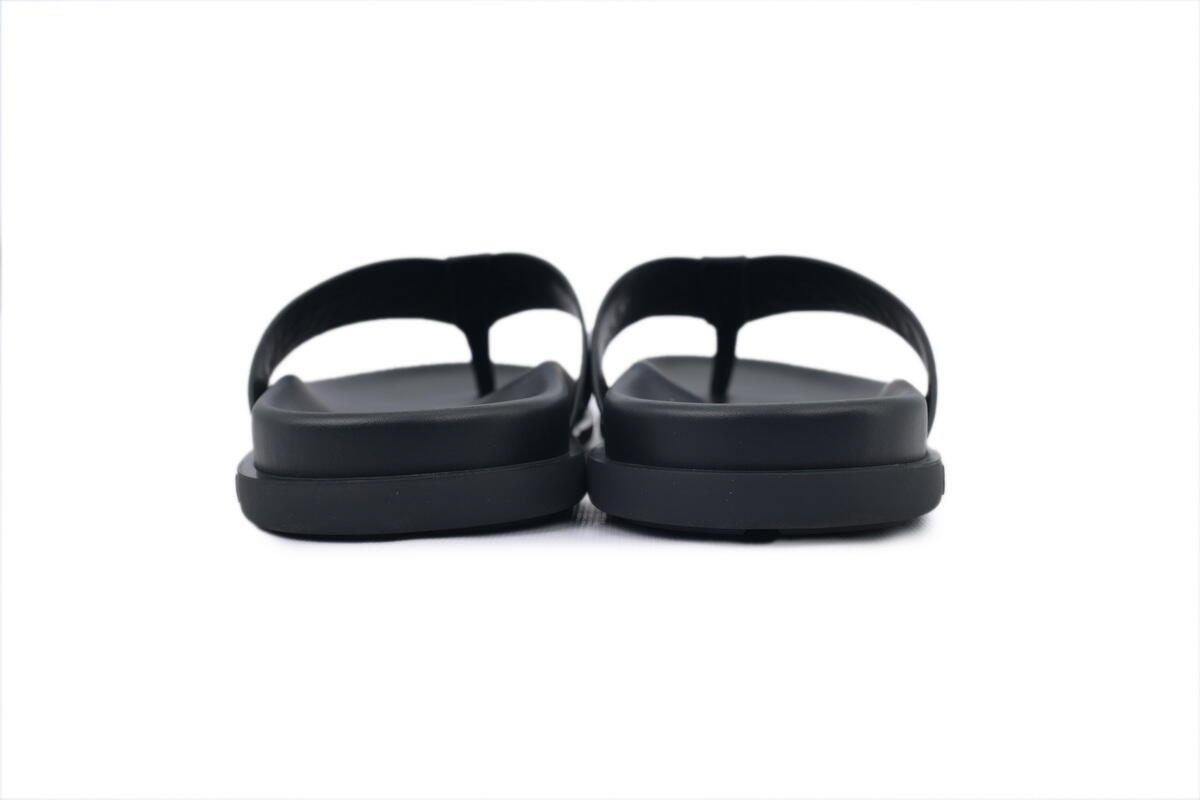 Louis Vuitton Flip Flop Sandal Full-Lettering Logo Jet Black Leather