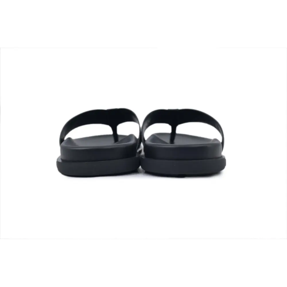 Louis Vuitton Flip Flop Sandal Full-Lettering Logo Jet Black Leather