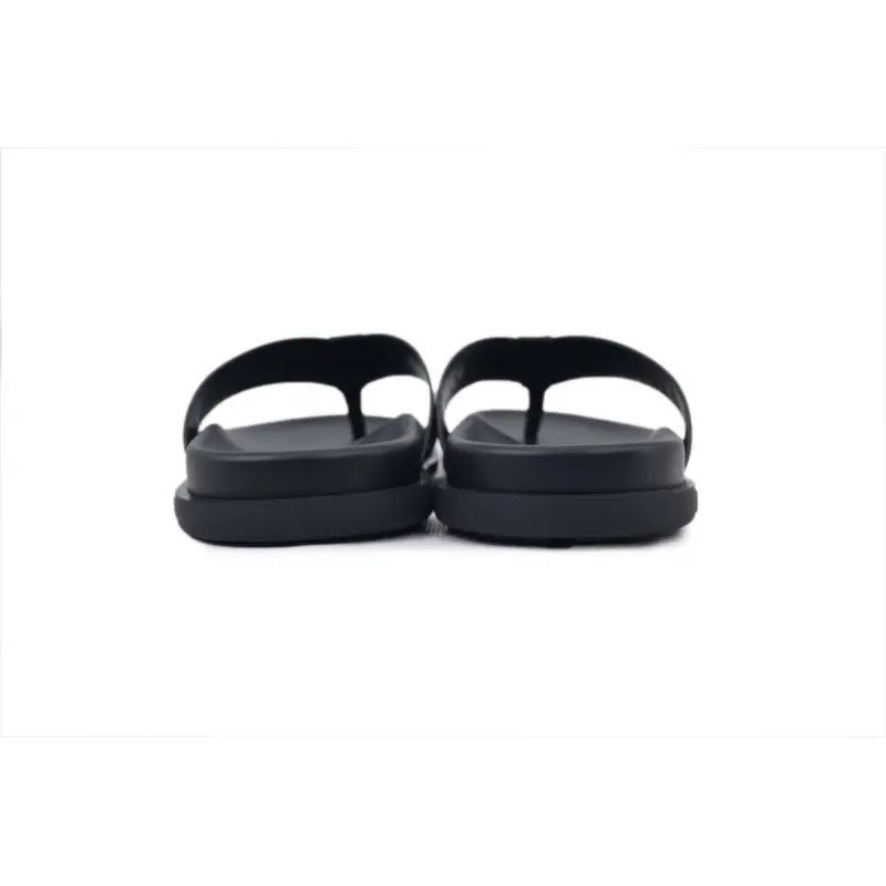 Louis Vuitton Flip Flop Sandal Full-Lettering Logo Jet Black Leather
