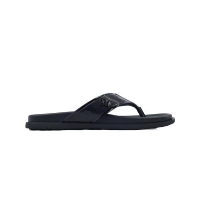 Louis Vuitton Flip Flop Sandal Full-Lettering Logo Jet Black Leather 02